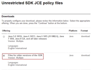 IBM Unrestricted SDK JCE policy files